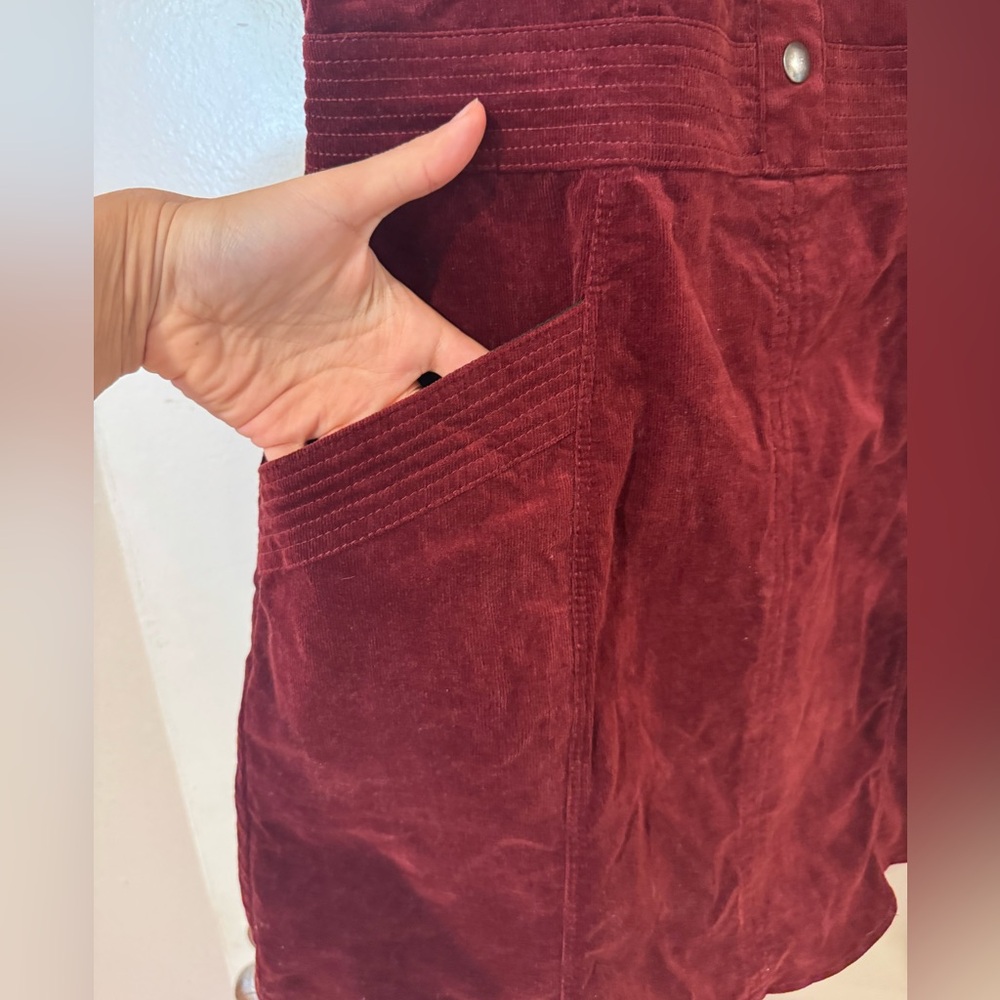 Corduroy Mini Dress Burgundy 98% Cotton - Picture 6 of 6